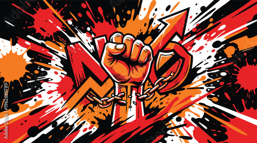 Anti Drug Day Bold Graphic Poster with Chains and Fist