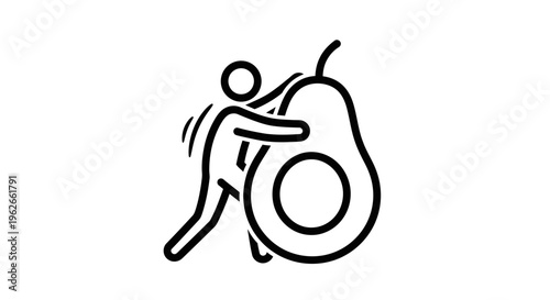 Energetic figure embracing a wholesome avocado symbolizing healthy living and nutritious diet