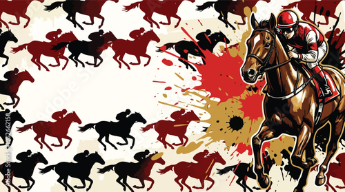 Belmont Stakes Racehorse Silhouette Pattern Background Bold Graphic Poster