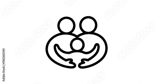 Minimalist family embrace icon representing togetherness and care.