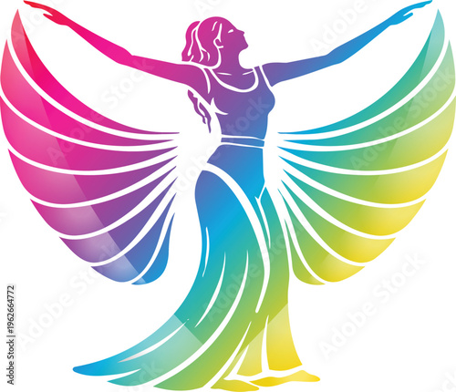 girl dance wings vector clipart 