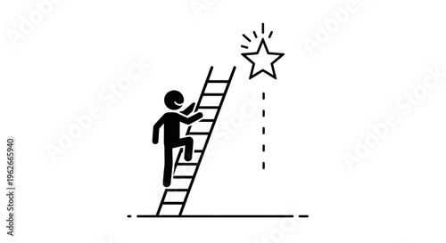 a person climbing a ladder to reach a star.