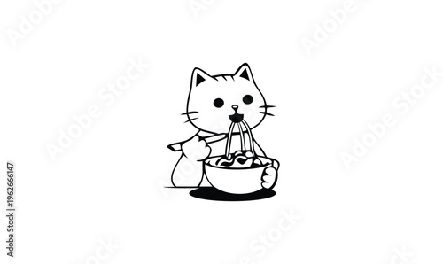 Cute Cat Cooking Soup Cartoon Vector Illustration in Kitchen