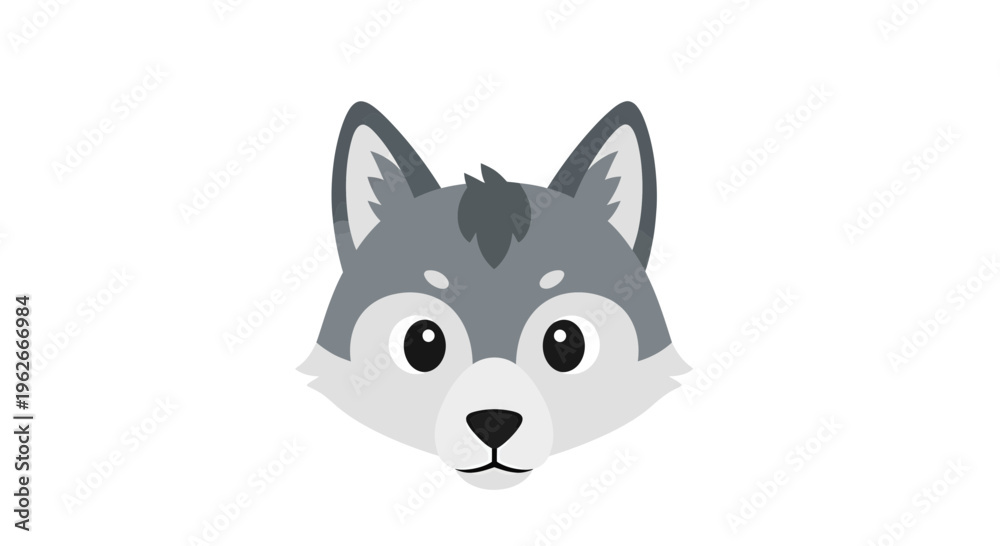 Fototapeta premium Wolf Head Vector Illustration, Flat Design, Animal Portrait for Design, Wildlife Icon