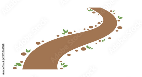 Winding Path Image, Vector Illustration, Nature Trail, Outdoor Scene, Landscape Design