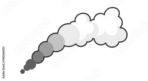 Whimsical steam illustration with cartoon style fumes on a white background