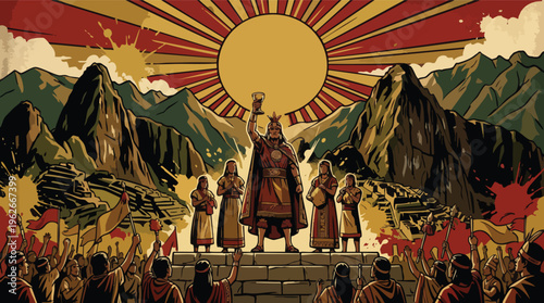 Andes Landscape Layered Background Inti Raymi Bold Graphic Poster Background