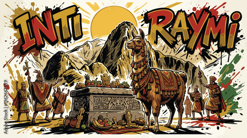 Inti Raymi Festival Llama Mountains and People