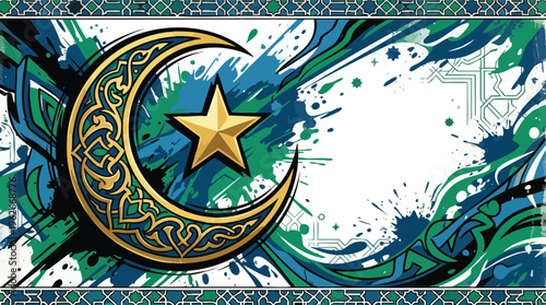 Islamic New Year Muharram Moon Star Graphic Texture Background