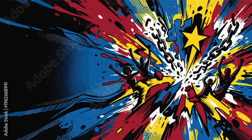 Juneteenth Celebration Burst Abstract Background Graphic Poster Freedom Event Art