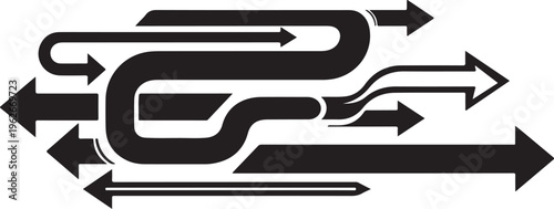 Multiple Black Arrows Pointing in Different Directions on White Background