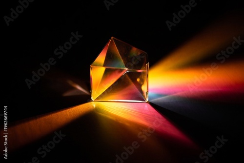 Abstract Glass Structure with Warm Light and Organic Texture