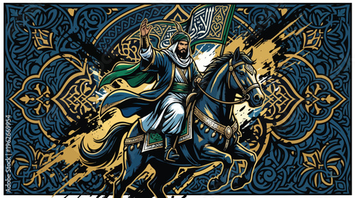 Muharram Arabesque Ornament Detailed Background Design for Islamic Occasion