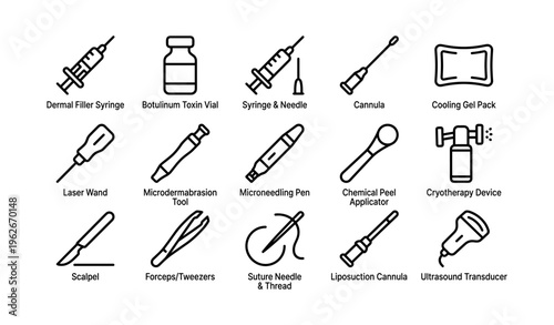 Dermatology and cosmetic tools: needles, vials, and devices for skin treatments