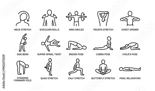 Illustrated guide to 15 simple stretching exercises for all ages