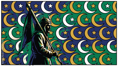 Muharram Inspired Banner with Traditional Islamic Art Pattern