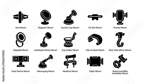 Various smartphone mounts for cars - vent, magnetic, suction cup, cd slot, gravity, and more