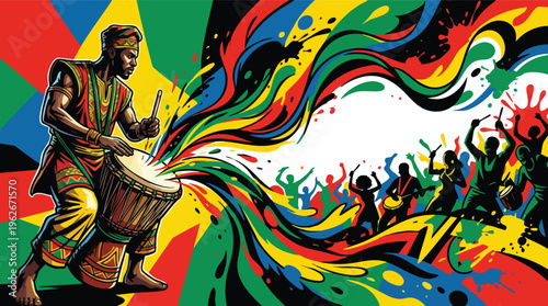 Odunde Festival Drum Rhythm Abstract Background Bold Graphic Poster Design