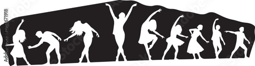 Dancers in Motion Silhouette Vector Illustration