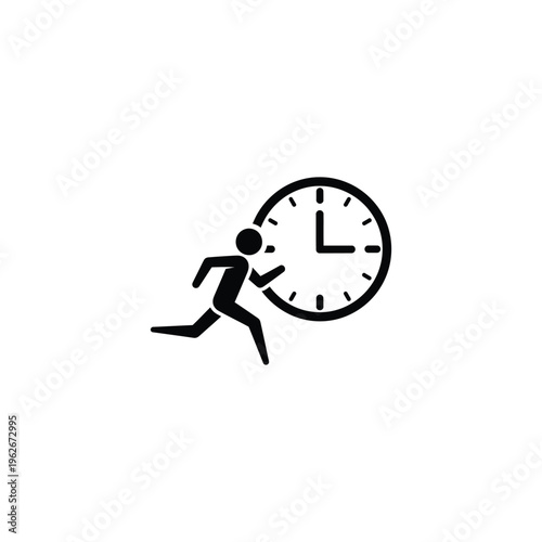 A person runs quickly behind a large clock in a frantic dash.