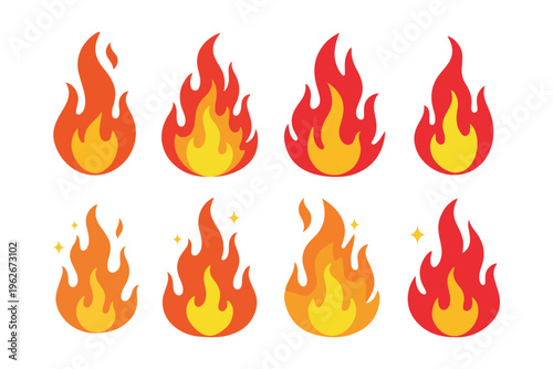 cartoon red fire flame collections