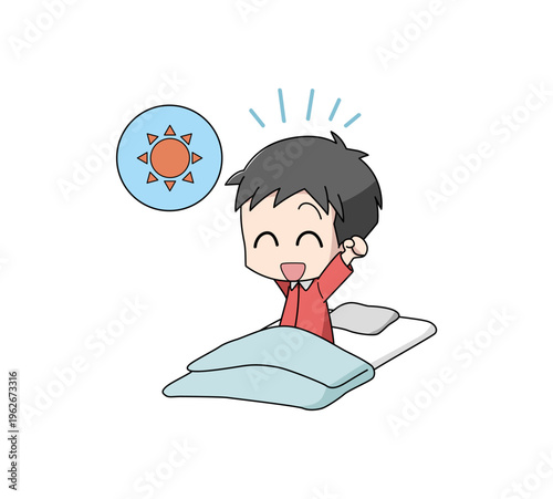 寝起きが良い男子のイラスト