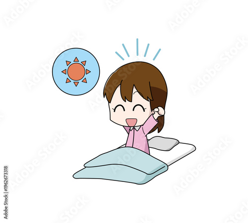 寝起きが良い女子のイラスト