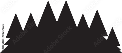 Abstract Black Mountain Range Silhouette Isolated on White Background
