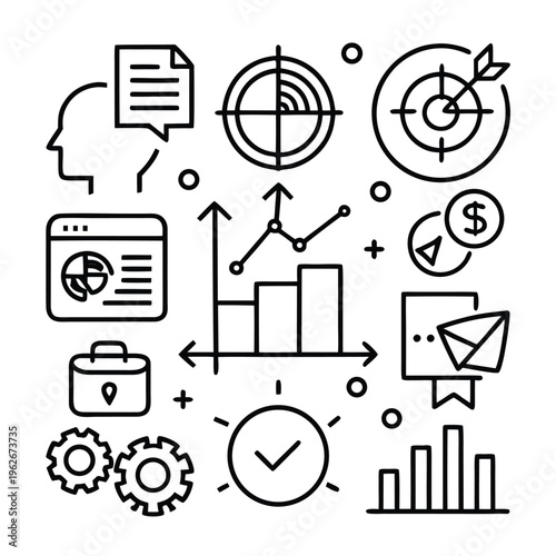 Business and Marketing Line Icons Set Vector Illustration