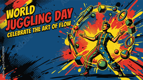 Juggling Dynamic Abstract World Celebration Graphic Design