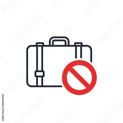 Minimalist line art icon representing no luggage or prohibited baggage, perfect for travel restrictions and warnings