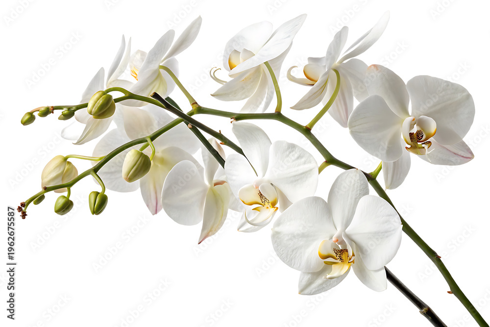 Obraz premium Delicate white orchid isolated on transparent background