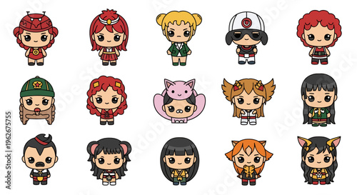 zodiac signs vector illustration, flat design, astrology concept, cute cartoon characters