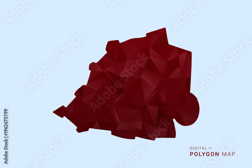 Holy See Map - Low poly polygon map in deep red gradient on light blue background, modern minimal geometric design, vector illustration with faceted triangulated style.