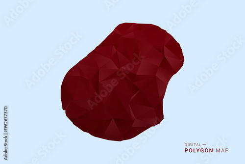 Nauru Map - Low poly polygon map in deep red gradient on light blue background, modern minimal geometric design, vector illustration with faceted triangulated style.