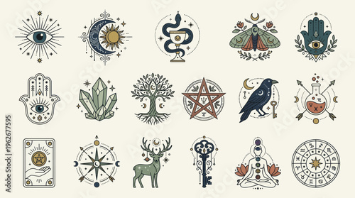 Mystical Symbols and Esoteric Icons Collection.