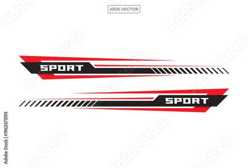 Sport car wrap vector design featuring black racing stripes and custom sticker decals design