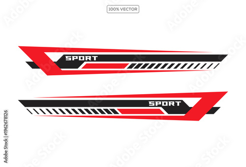 Race car lines. Racing stripe decals, Black and red speed line stripes