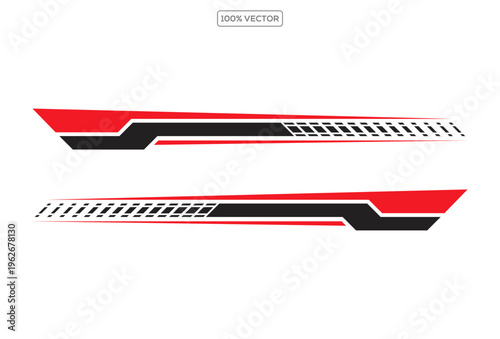 Race car lines. Racing stripe decals, Black and red speed line stripes element