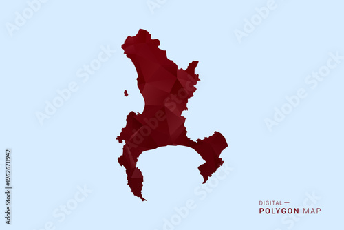 Cape Town Map - Low poly polygon map in deep red gradient on light blue background, modern minimal geometric design, vector illustration with faceted triangulated style.