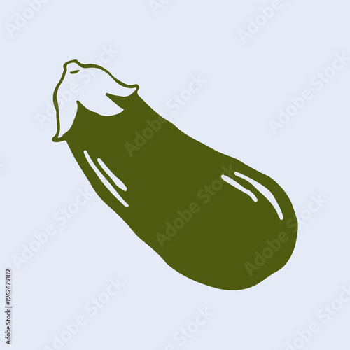 Artistic vector drawing of a single eggplant in a minimalist hand drawn style. Versatile vegetable line art suitable for healthy recipe blogs and grocery store signage