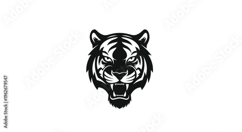 Fierce Tiger Head Logo - Black and White Silhouette