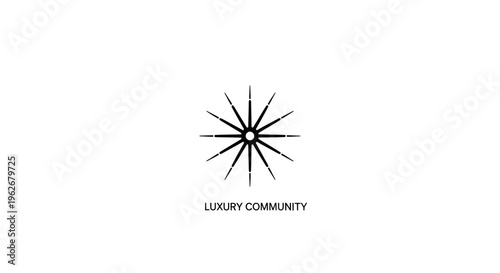 Elegant Starburst Logo and Text "LUXURY COMMUNITY" on White Background