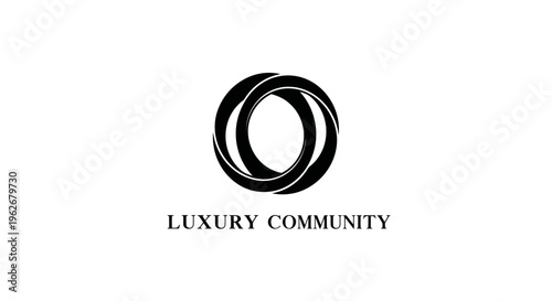 Abstract black looped logo with text LUXURY COMMUNITY on white background
