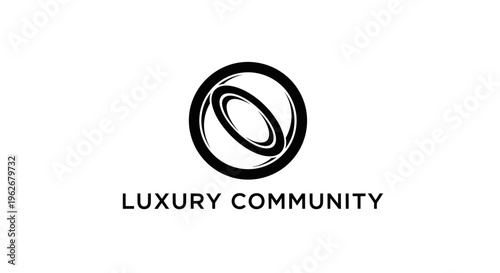 Luxury Community logo design with abstract circle symbol and text
