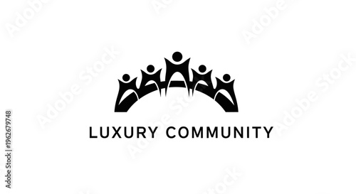 Luxury Community Logo: Stylized Figures Forming Arch