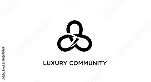 Abstract symbol and text "LUXURY COMMUNITY" on white background