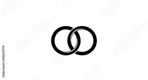 Interlocking Rings Symbol, Unity, Partnership, Connection, Simple Black and White Icon