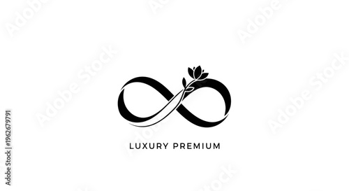 Infinity symbol with flower and text luxury premium