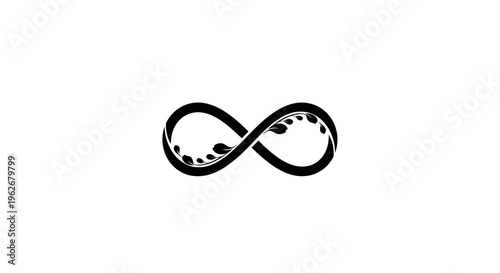 Infinity symbol with leaves, symbol of eternal life and nature